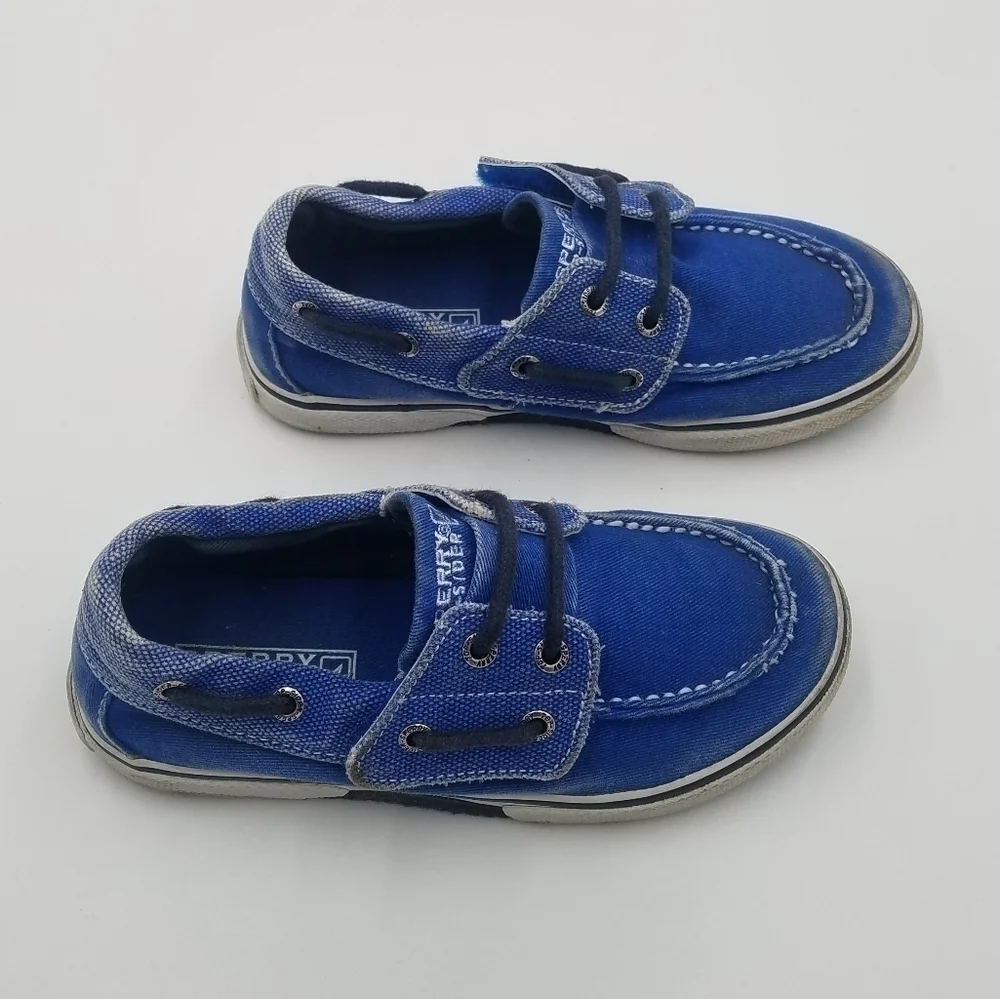 Sperry Halyard Jr. Blue Canvas Loafer Slip On Shoe 11.5T